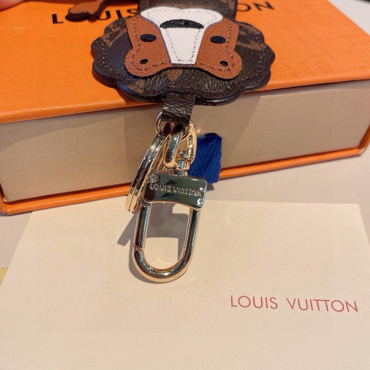 LOUIS VUITTON Metal Logo Bag Charm Keychain