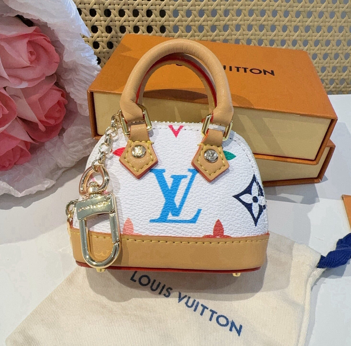 LOUIS VUITTON Canvas Metal Mini Bag Bag Charm