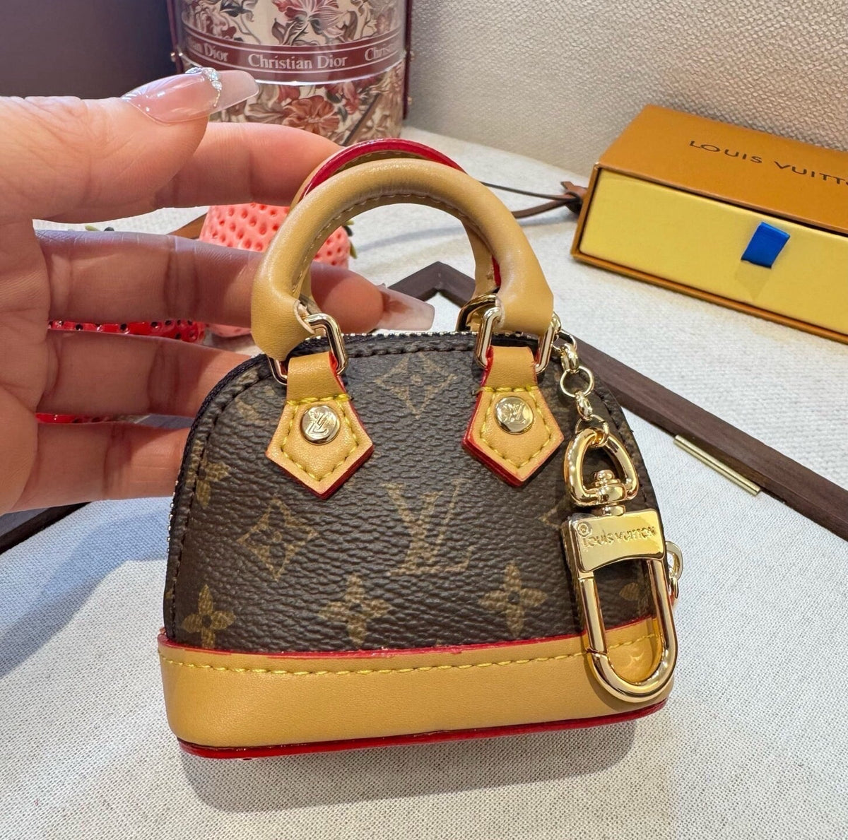 LOUIS VUITTON Canvas Metal Mini Bag Bag Charm
