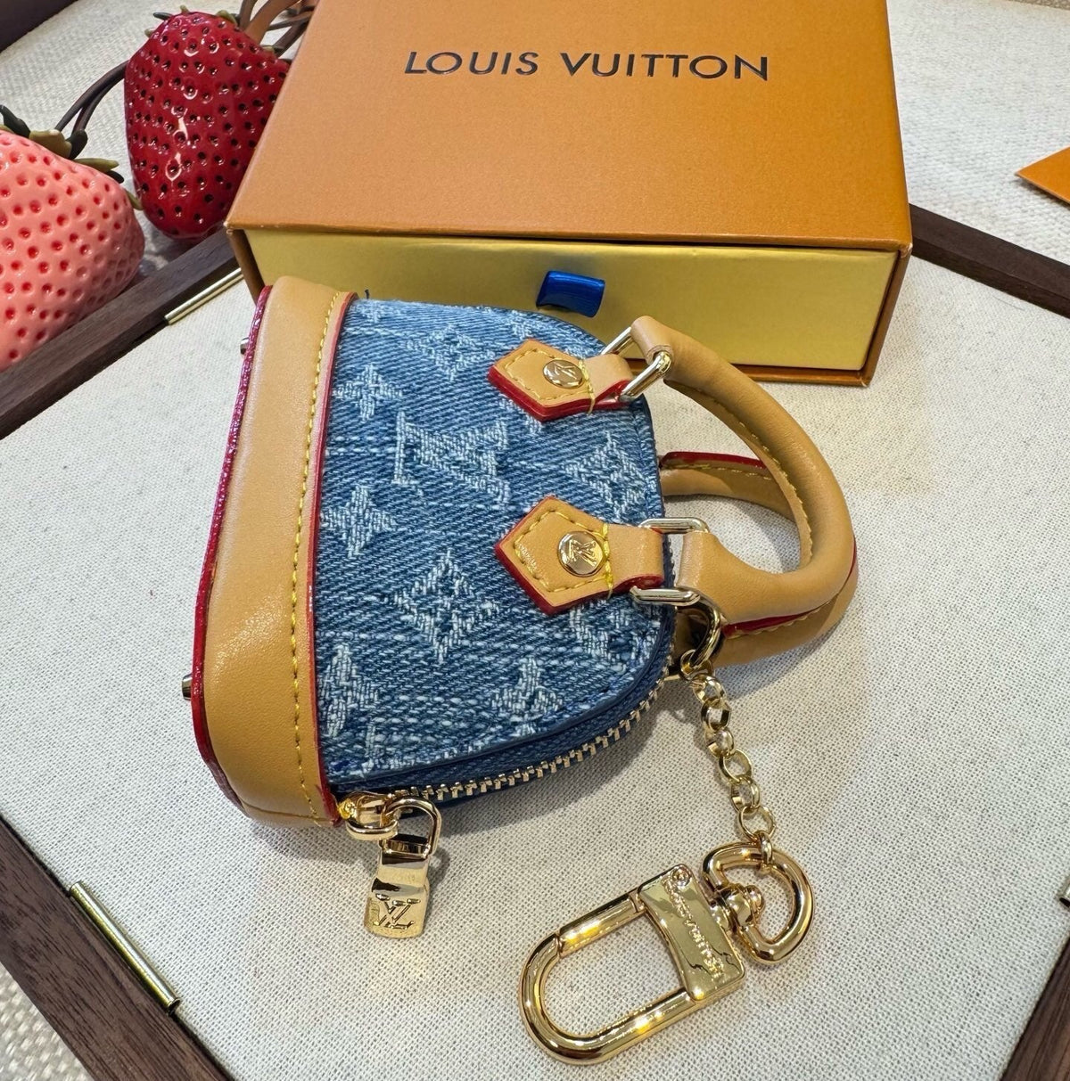 LOUIS VUITTON Canvas Metal Mini Bag Bag Charm