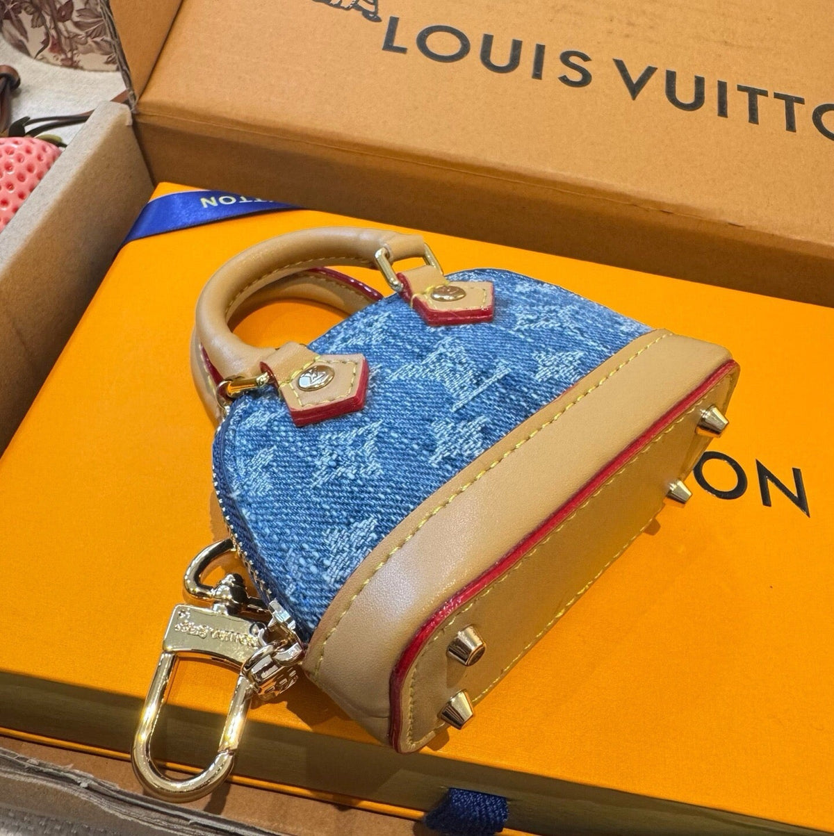 LOUIS VUITTON Canvas Metal Mini Bag Bag Charm