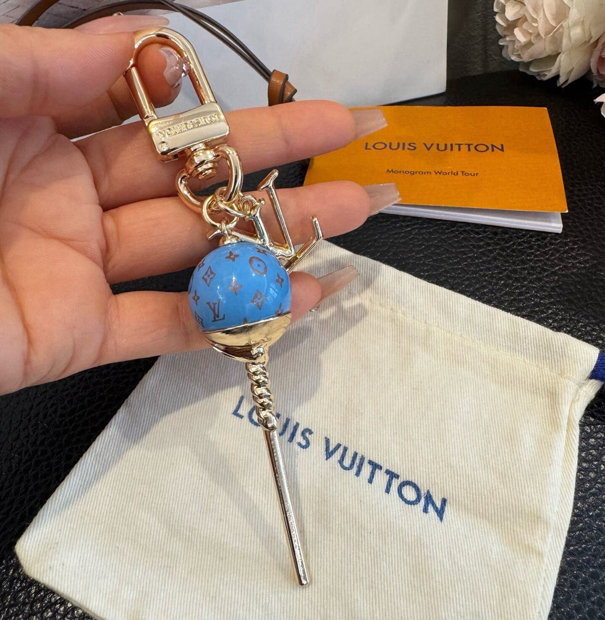 LOUIS VUITTON Canvas Logo Bag Charm Keychain