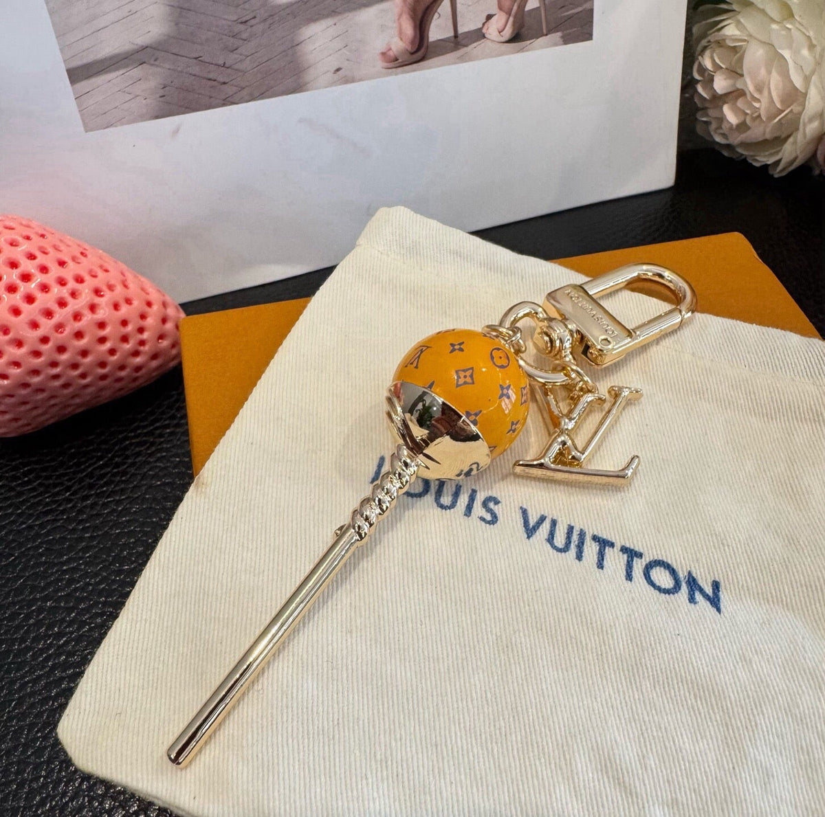 LOUIS VUITTON Canvas Logo Bag Charm Keychain