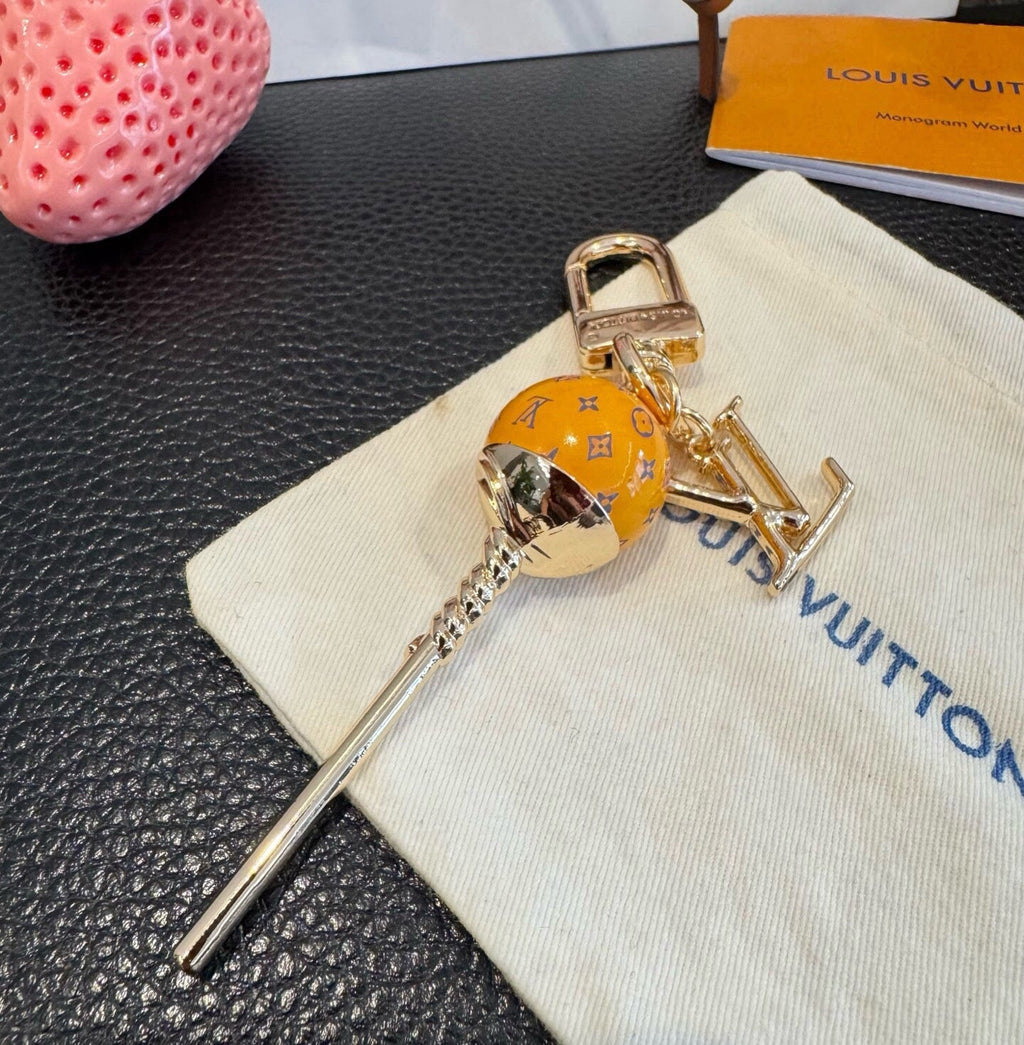 LOUIS VUITTON Canvas Logo Bag Charm Keychain