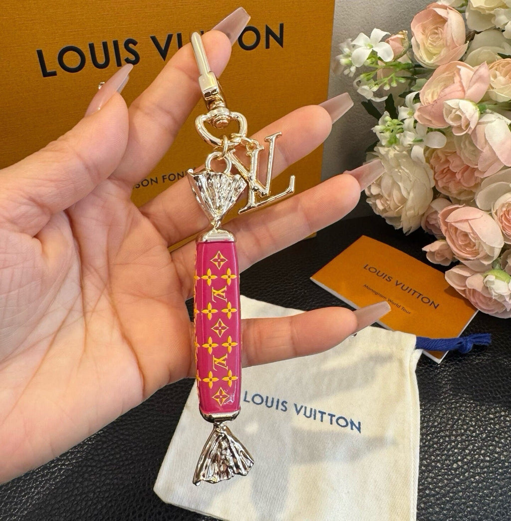 LOUIS VUITTON Canvas Logo Bag Charm Keychain