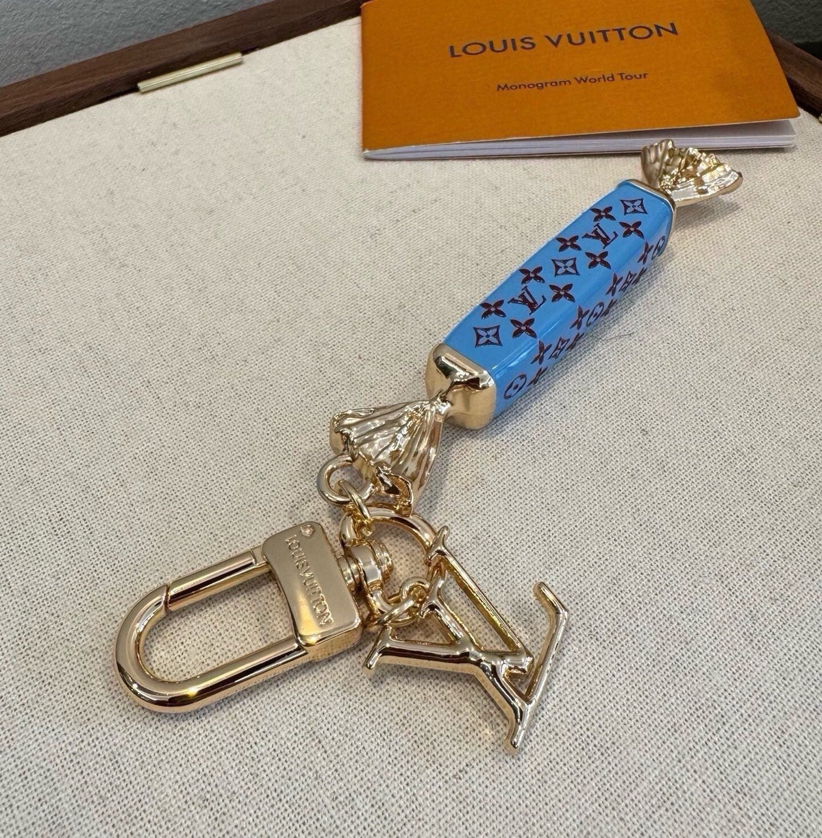 LOUIS VUITTON Canvas Logo Bag Charm Keychain