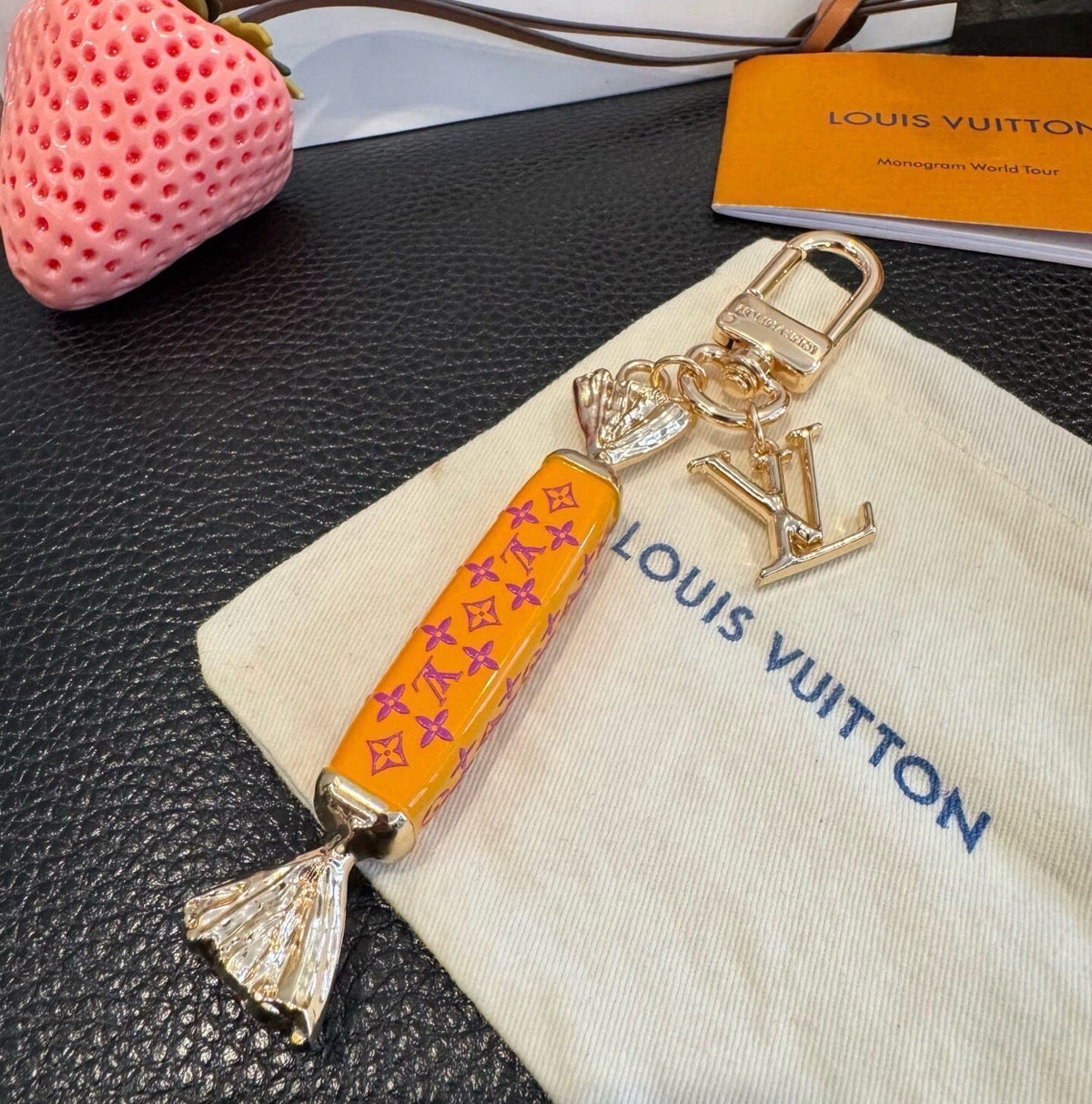 LOUIS VUITTON Canvas Logo Bag Charm Keychain
