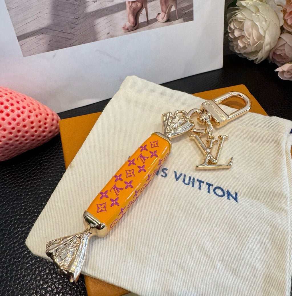 LOUIS VUITTON Canvas Logo Bag Charm Keychain