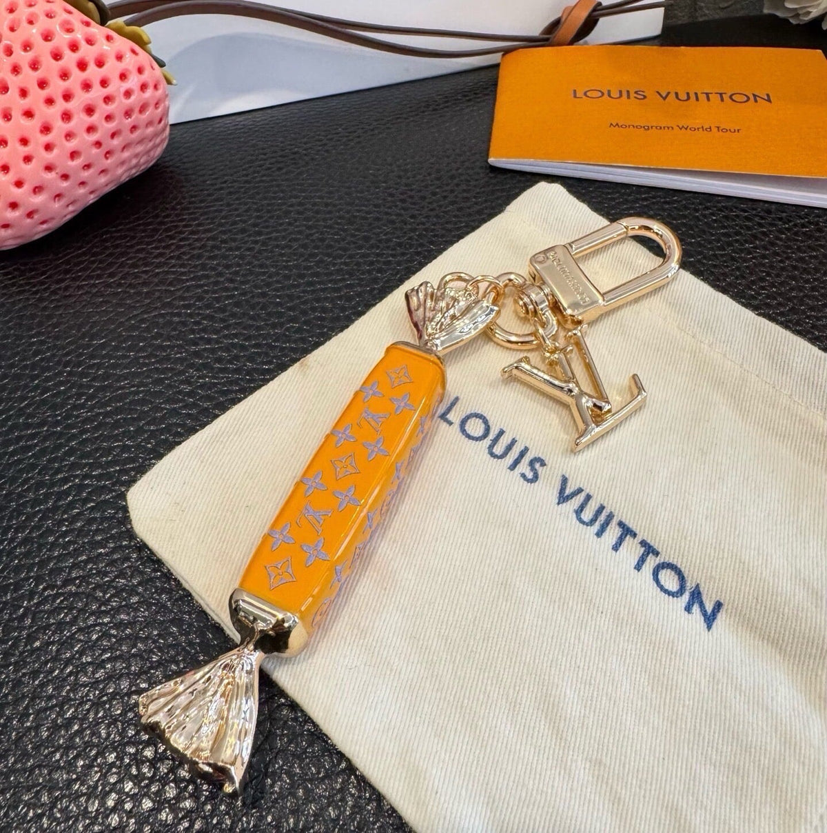 LOUIS VUITTON Canvas Logo Bag Charm Keychain