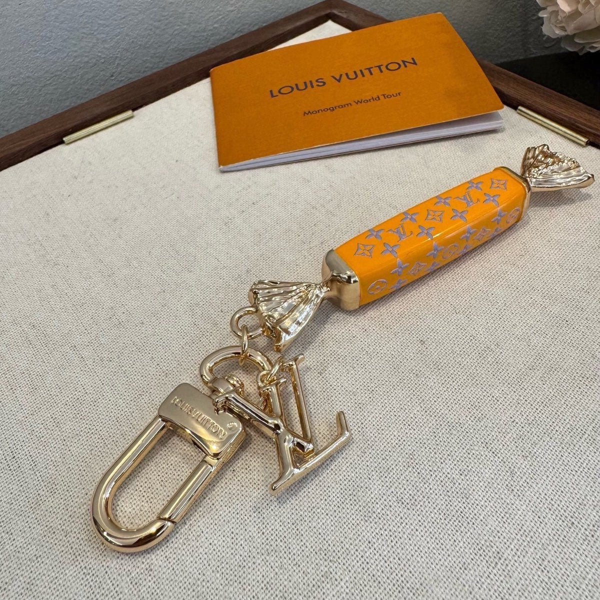 LOUIS VUITTON Canvas Logo Bag Charm Keychain