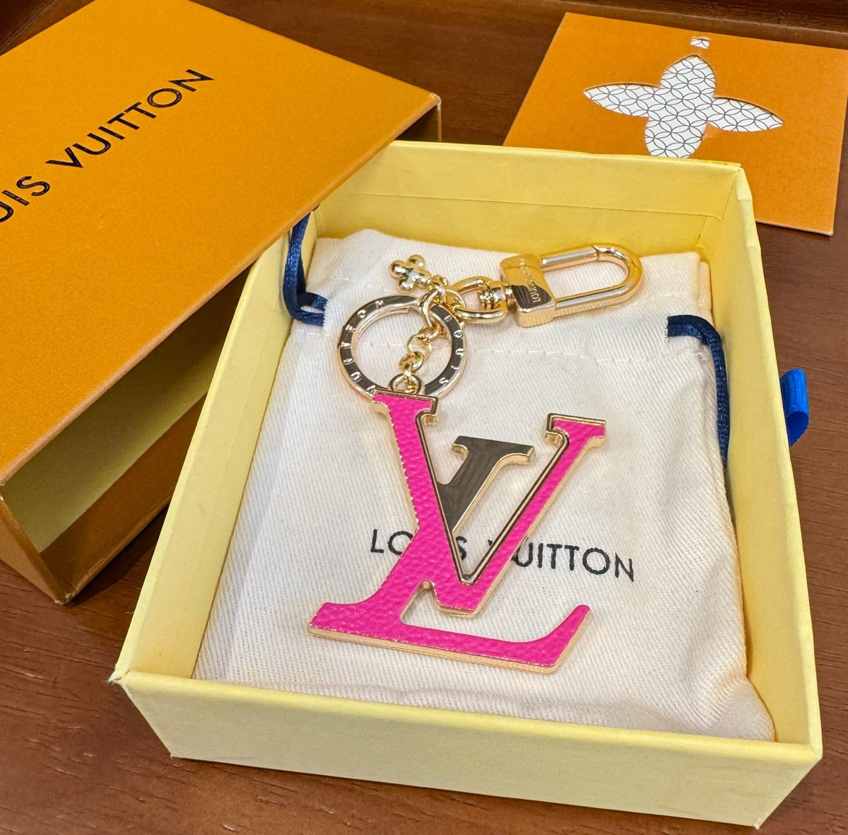 LOUIS VUITTON Brass Flower Bag Charm Keychain