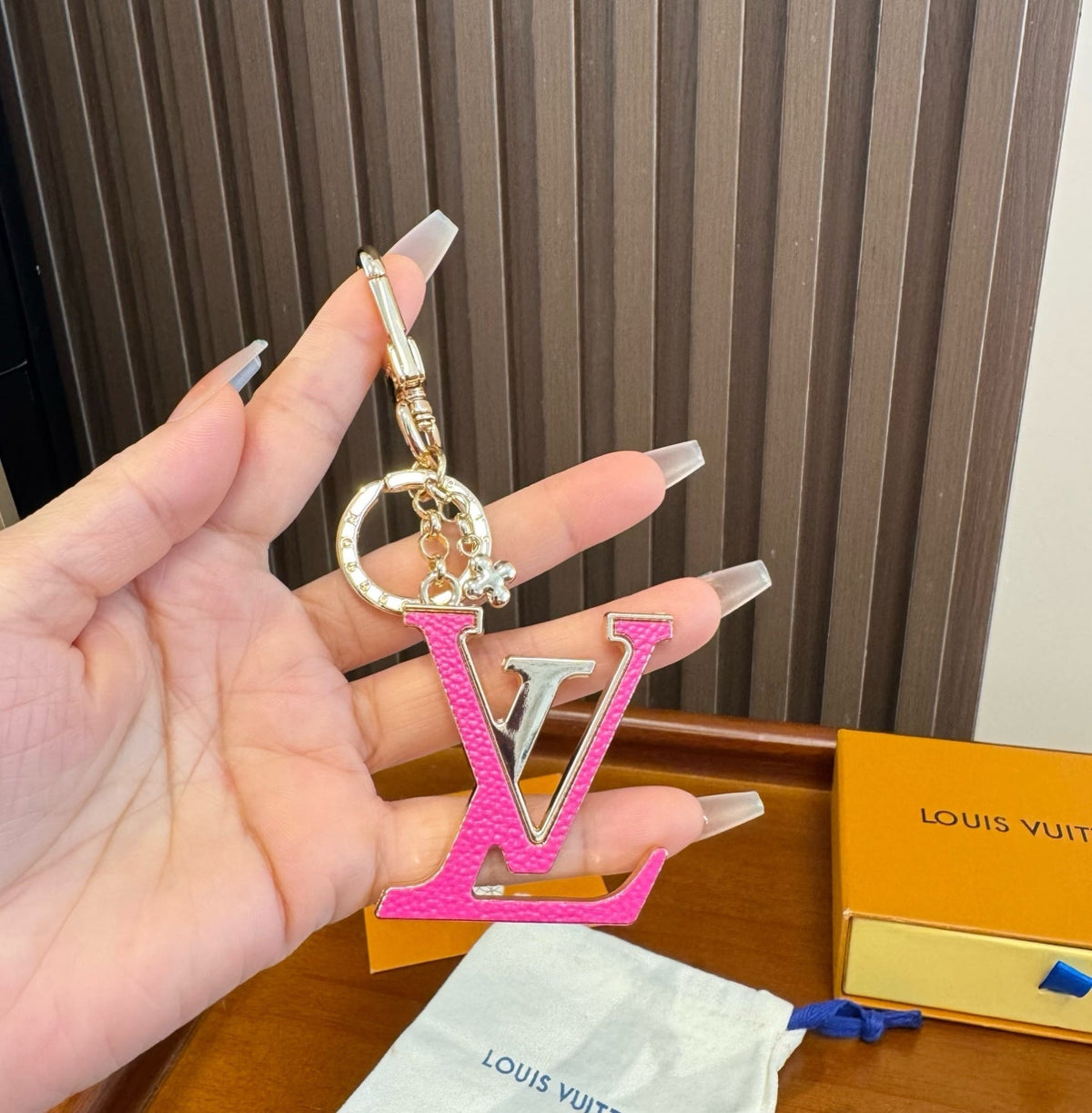 LOUIS VUITTON Brass Flower Bag Charm Keychain
