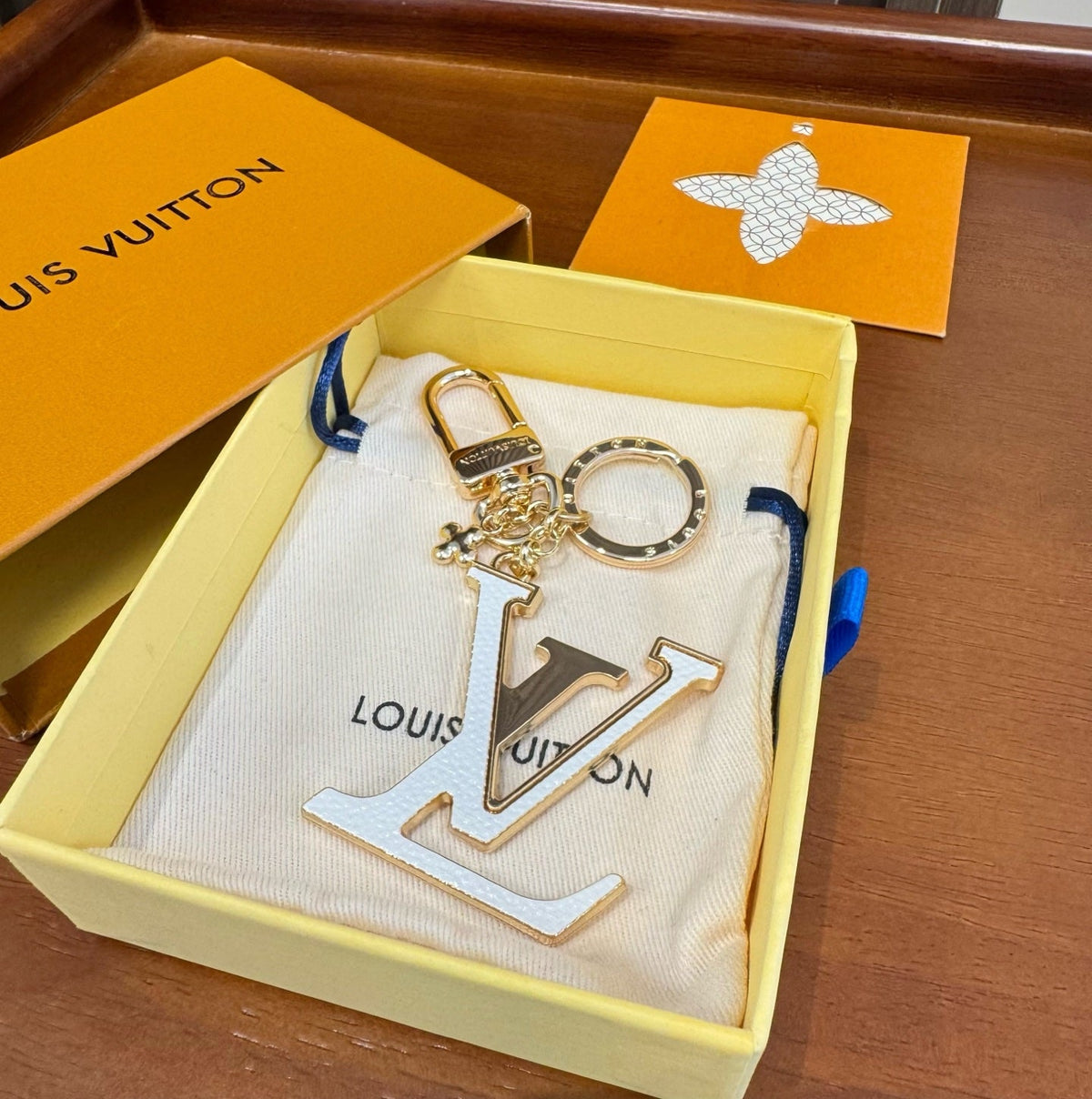 LOUIS VUITTON Brass Flower Bag Charm Keychain