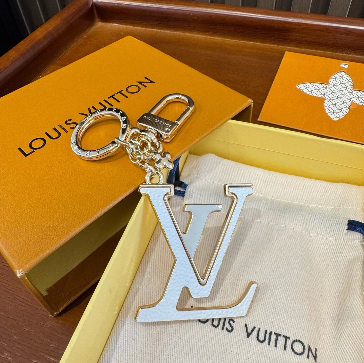 LOUIS VUITTON Brass Flower Bag Charm Keychain