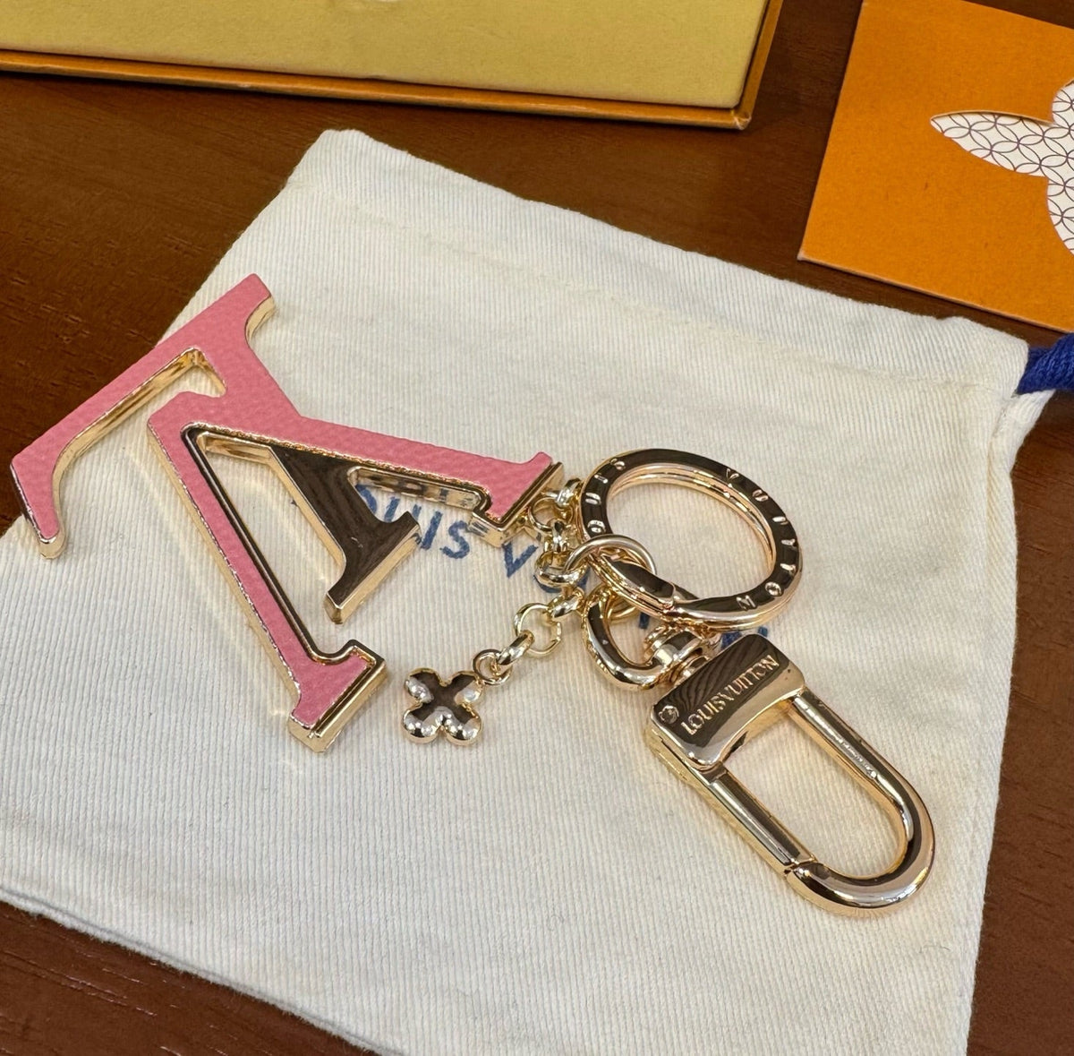 LOUIS VUITTON Brass Flower Bag Charm Keychain
