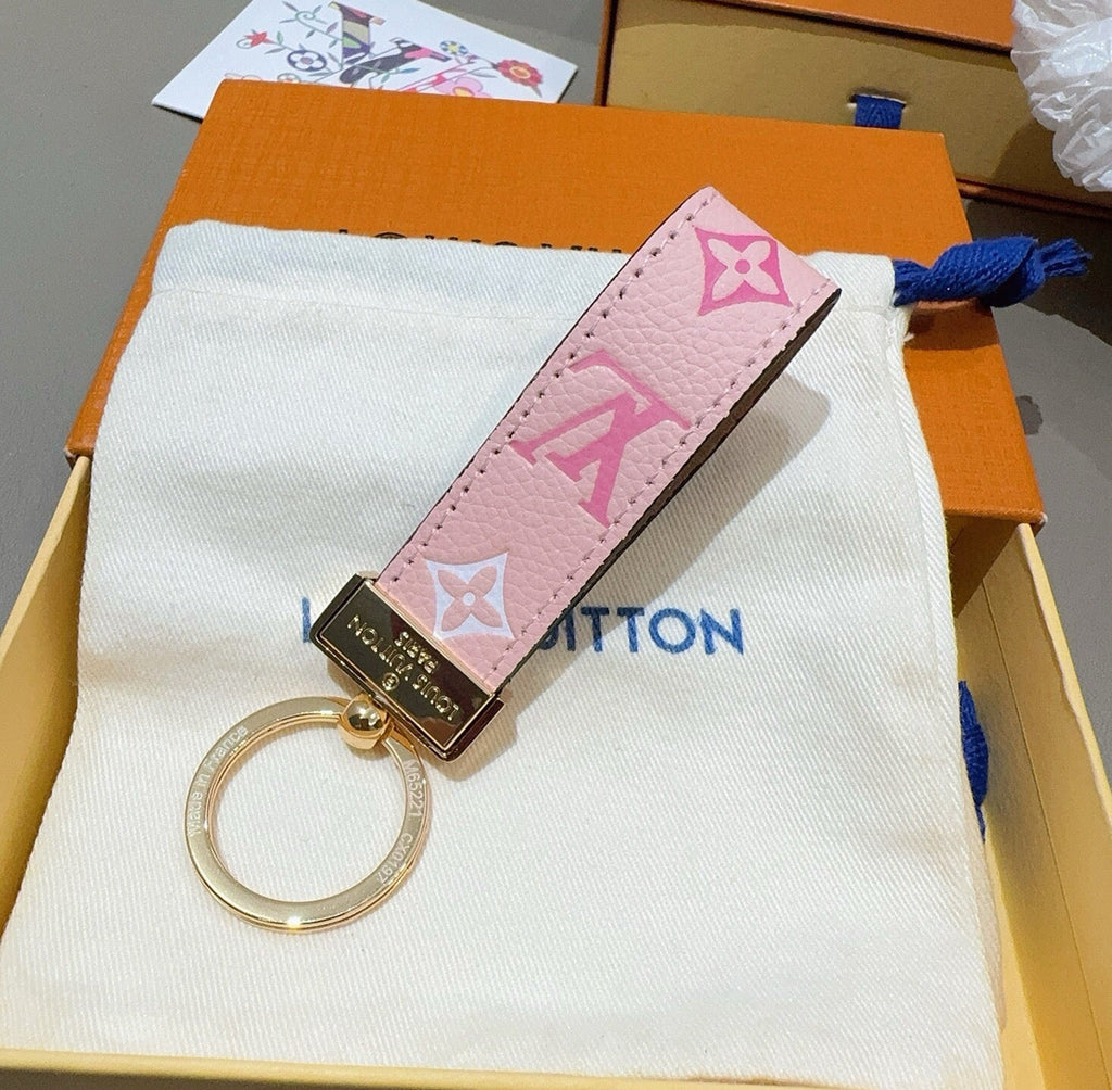 LOUIS VUITTON Leather Canvas Bag Charm Keychain