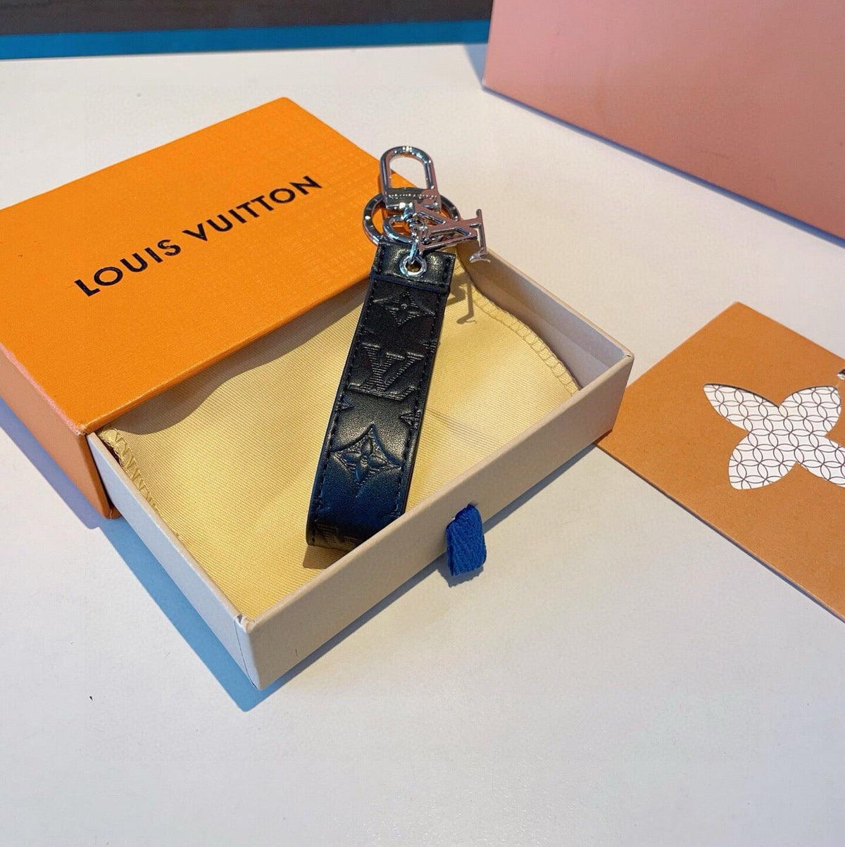 LOUIS VUITTON Canvas Metal Bag Charm Keychain