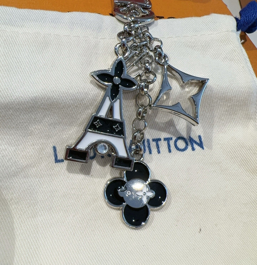 LOUIS VUITTON Canvas Flower Bag Charm Keychain