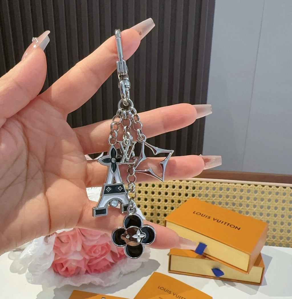 LOUIS VUITTON Canvas Flower Bag Charm Keychain
