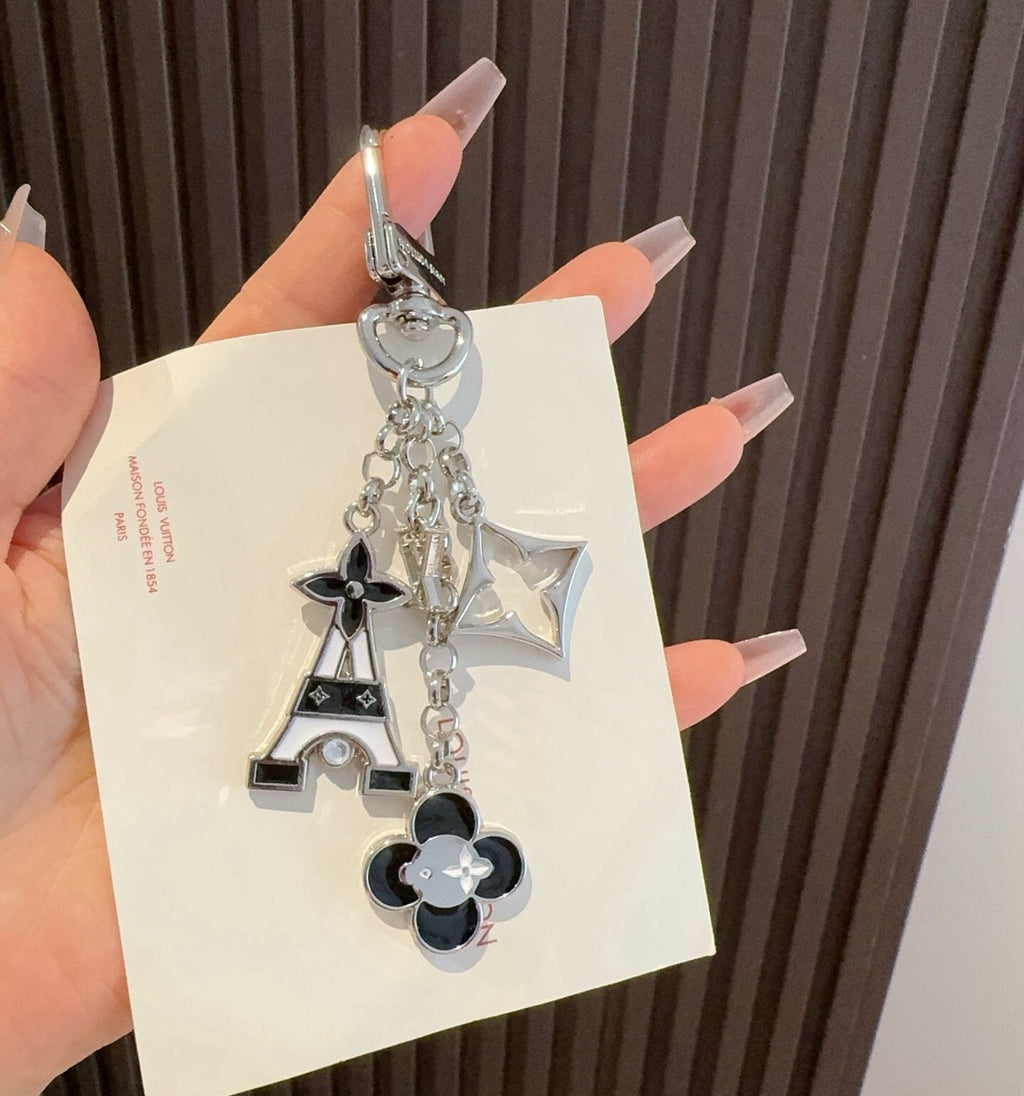 LOUIS VUITTON Canvas Flower Bag Charm Keychain