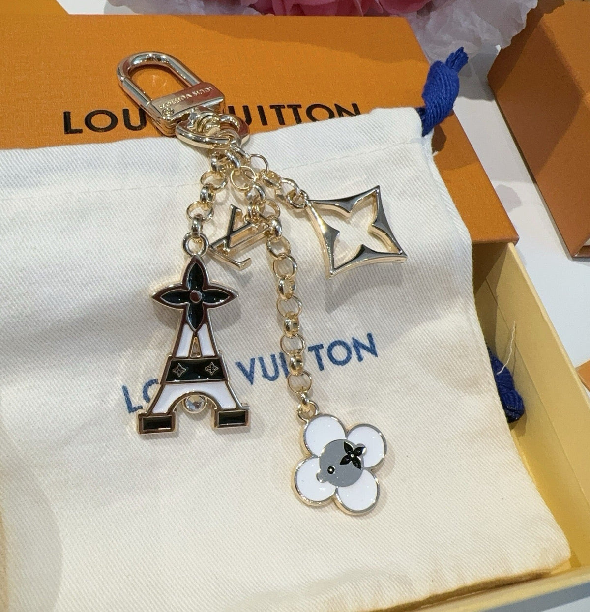 LOUIS VUITTON Canvas Flower Bag Charm Keychain