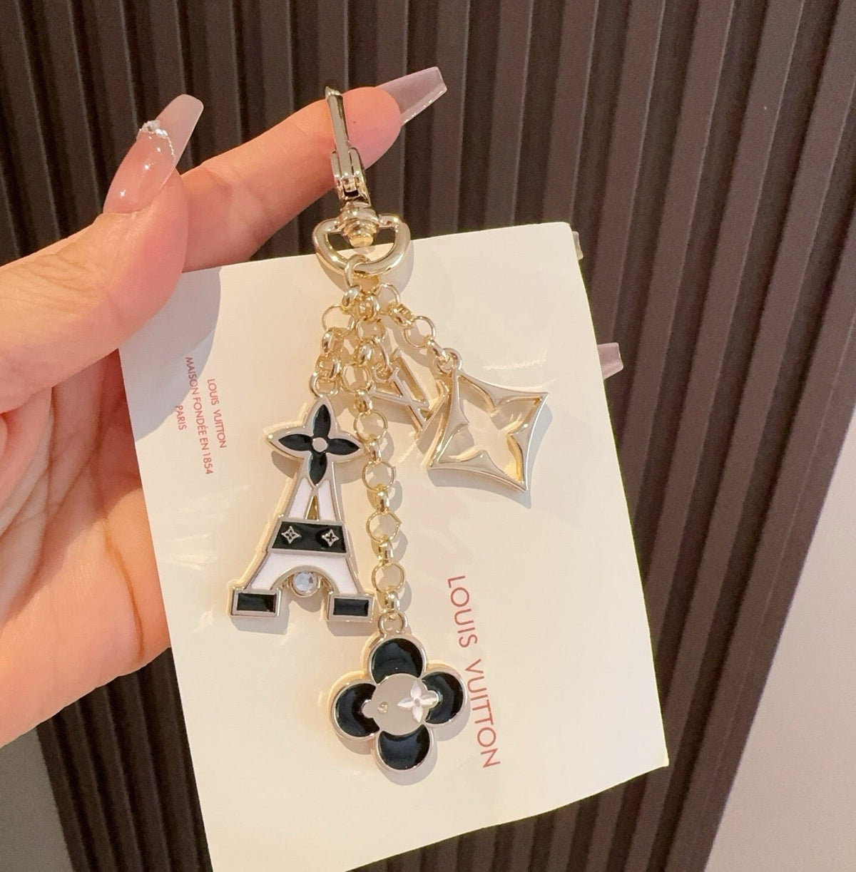 LOUIS VUITTON Canvas Flower Bag Charm Keychain