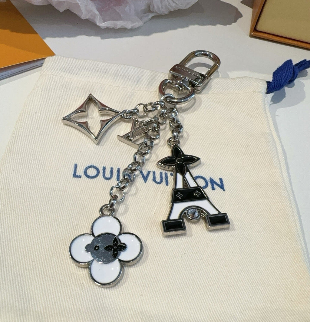 LOUIS VUITTON Canvas Flower Bag Charm Keychain