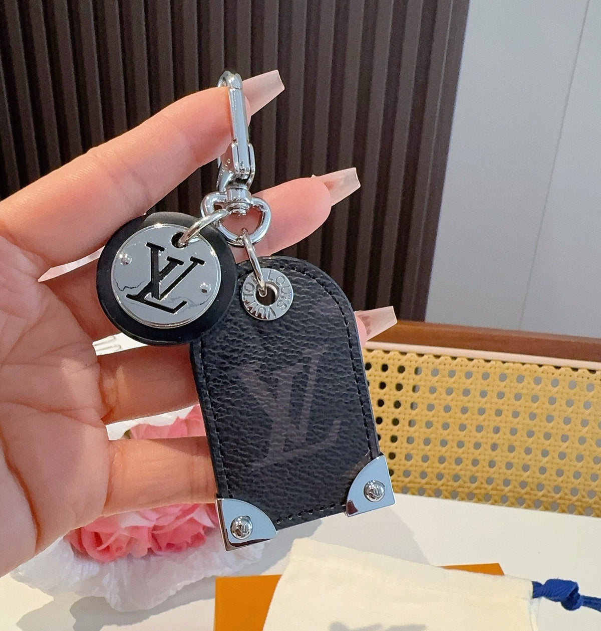 LOUIS VUITTON Logo Bag Charm Keychain