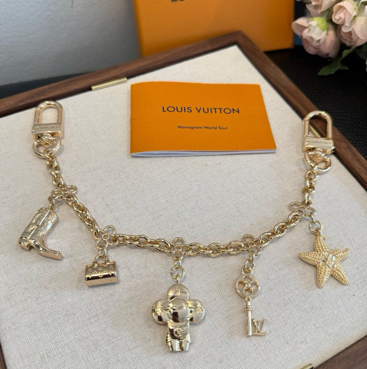 LOUIS VUITTON Canvas Logo Bag Charm Keychain