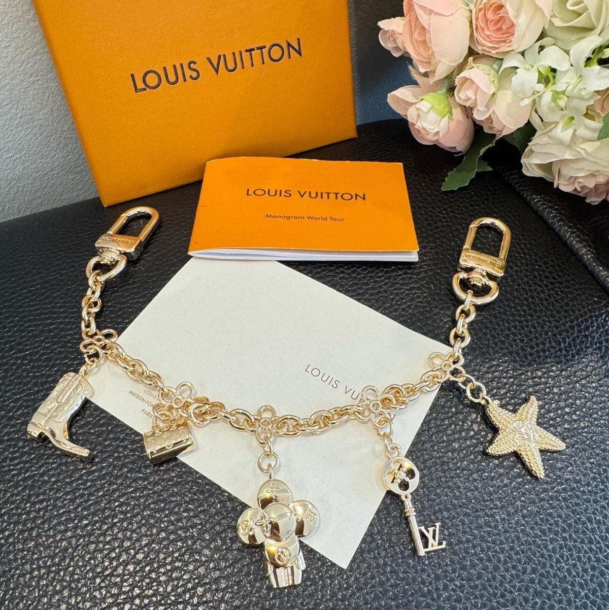 LOUIS VUITTON Canvas Logo Bag Charm Keychain