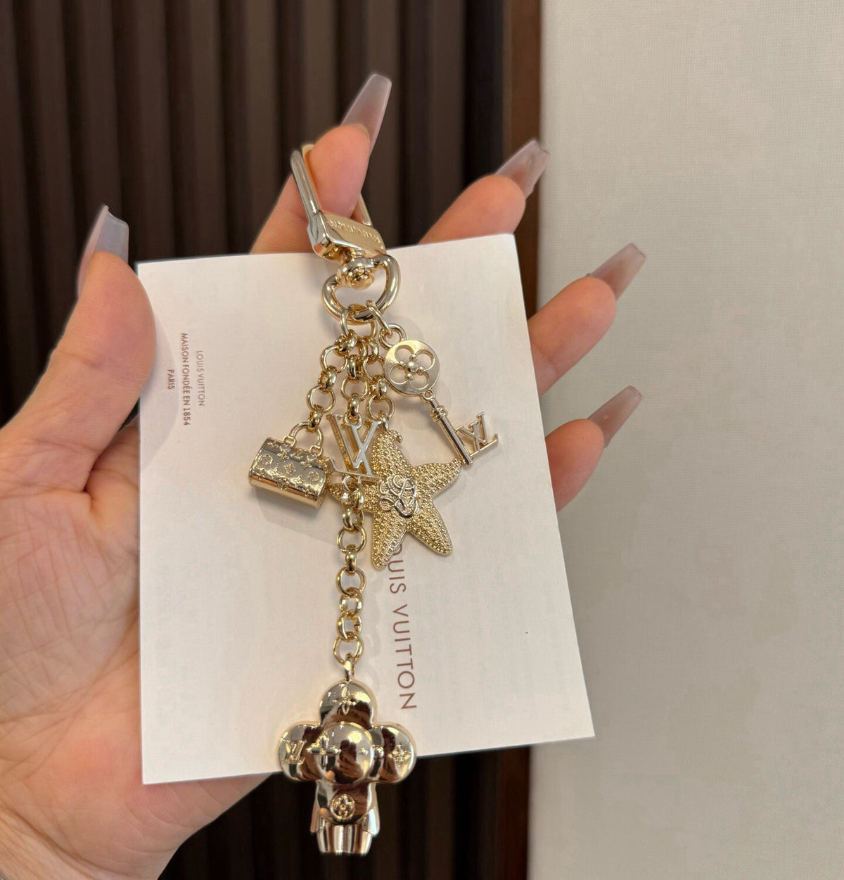 LOUIS VUITTON Canvas Logo Bag Charm Keychain