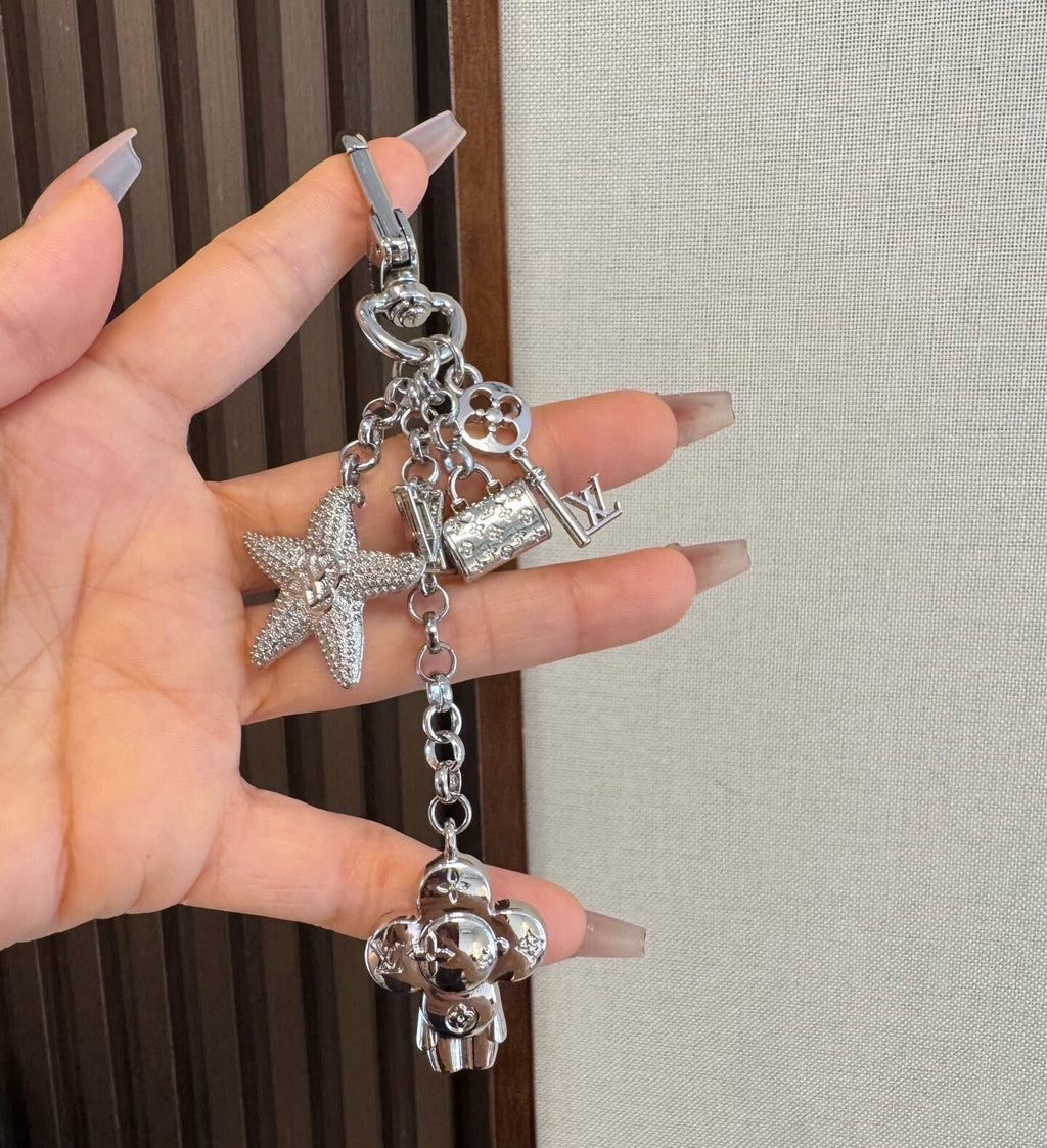 LOUIS VUITTON Canvas Logo Bag Charm Keychain
