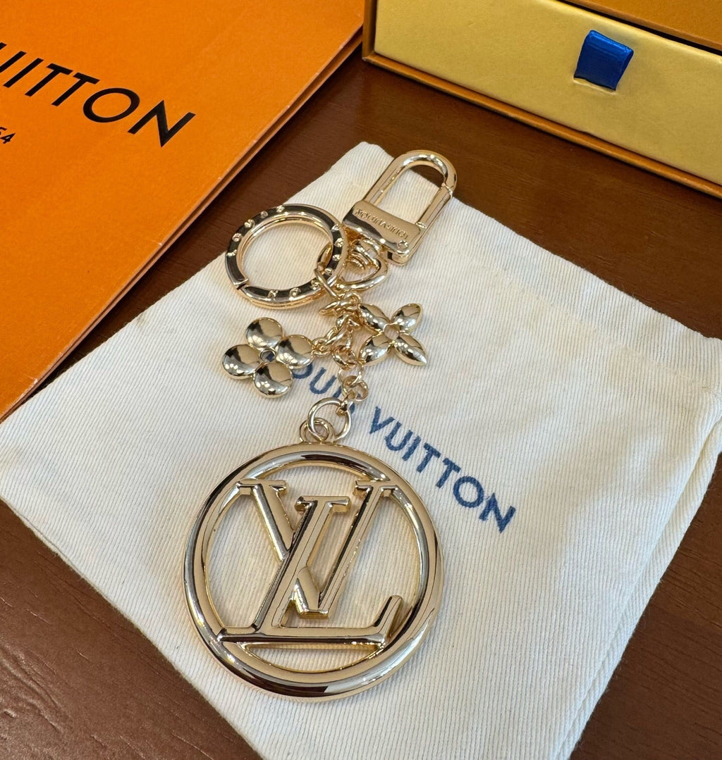 LOUIS VUITTON Canvas Flower Bag Charm Keychain