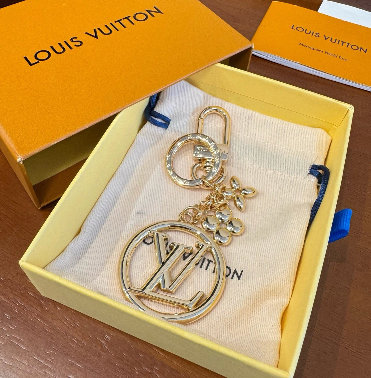 LOUIS VUITTON Canvas Flower Bag Charm Keychain