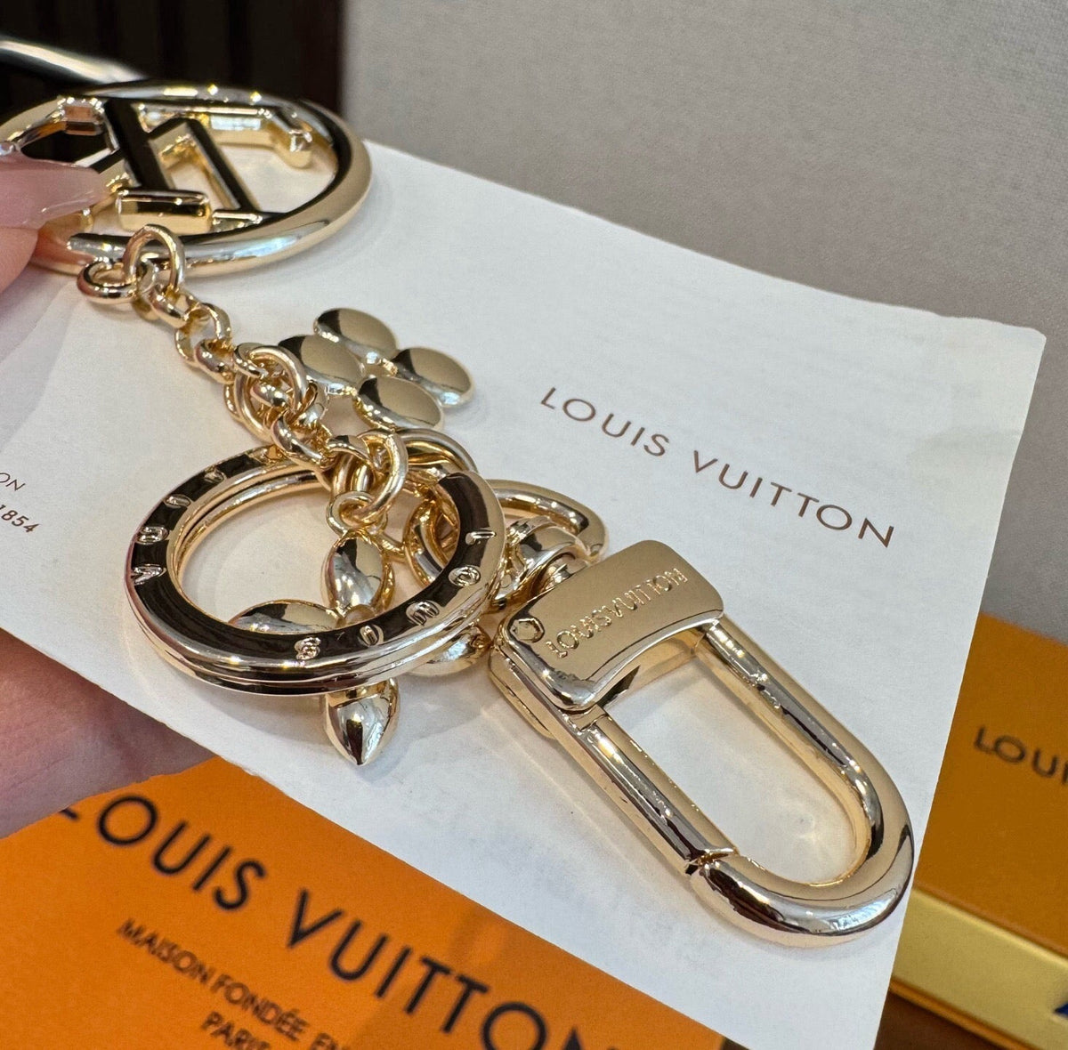 LOUIS VUITTON Canvas Flower Bag Charm Keychain