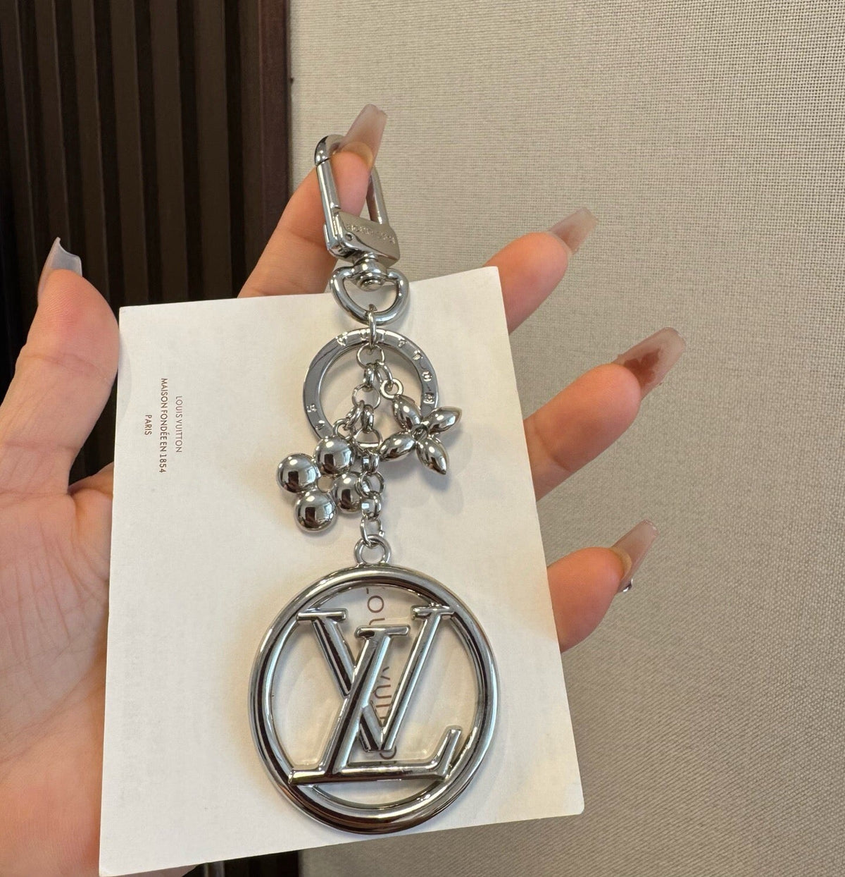 LOUIS VUITTON Canvas Flower Bag Charm Keychain
