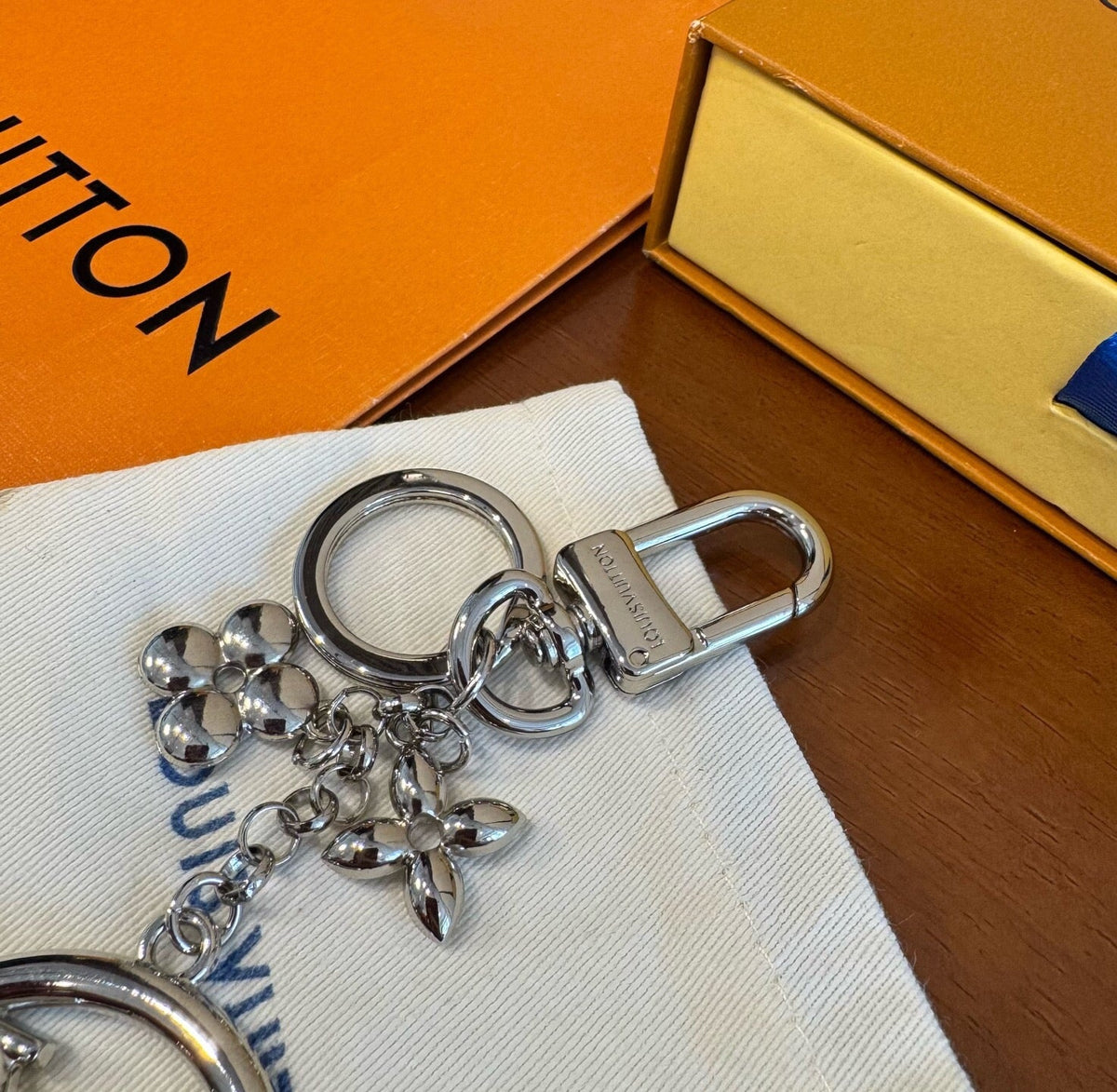 LOUIS VUITTON Canvas Flower Bag Charm Keychain