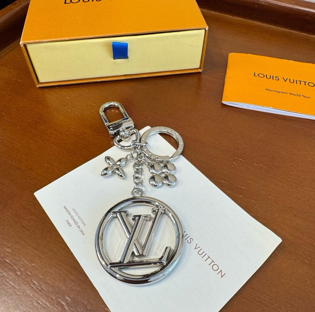 LOUIS VUITTON Canvas Flower Bag Charm Keychain