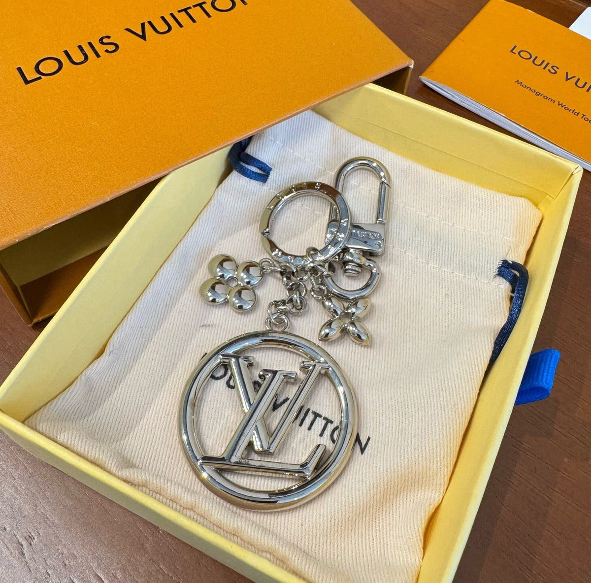 LOUIS VUITTON Canvas Flower Bag Charm Keychain