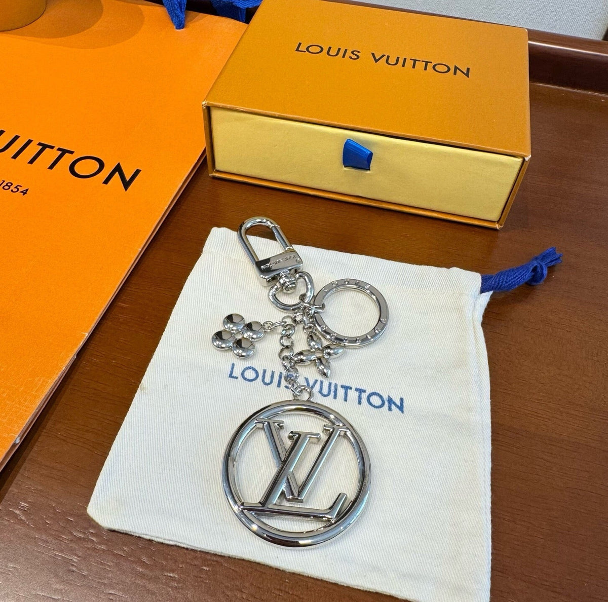 LOUIS VUITTON Canvas Flower Bag Charm Keychain