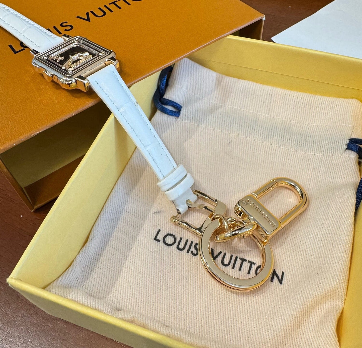 LOUIS VUITTON Leather Bag Charm Keychain