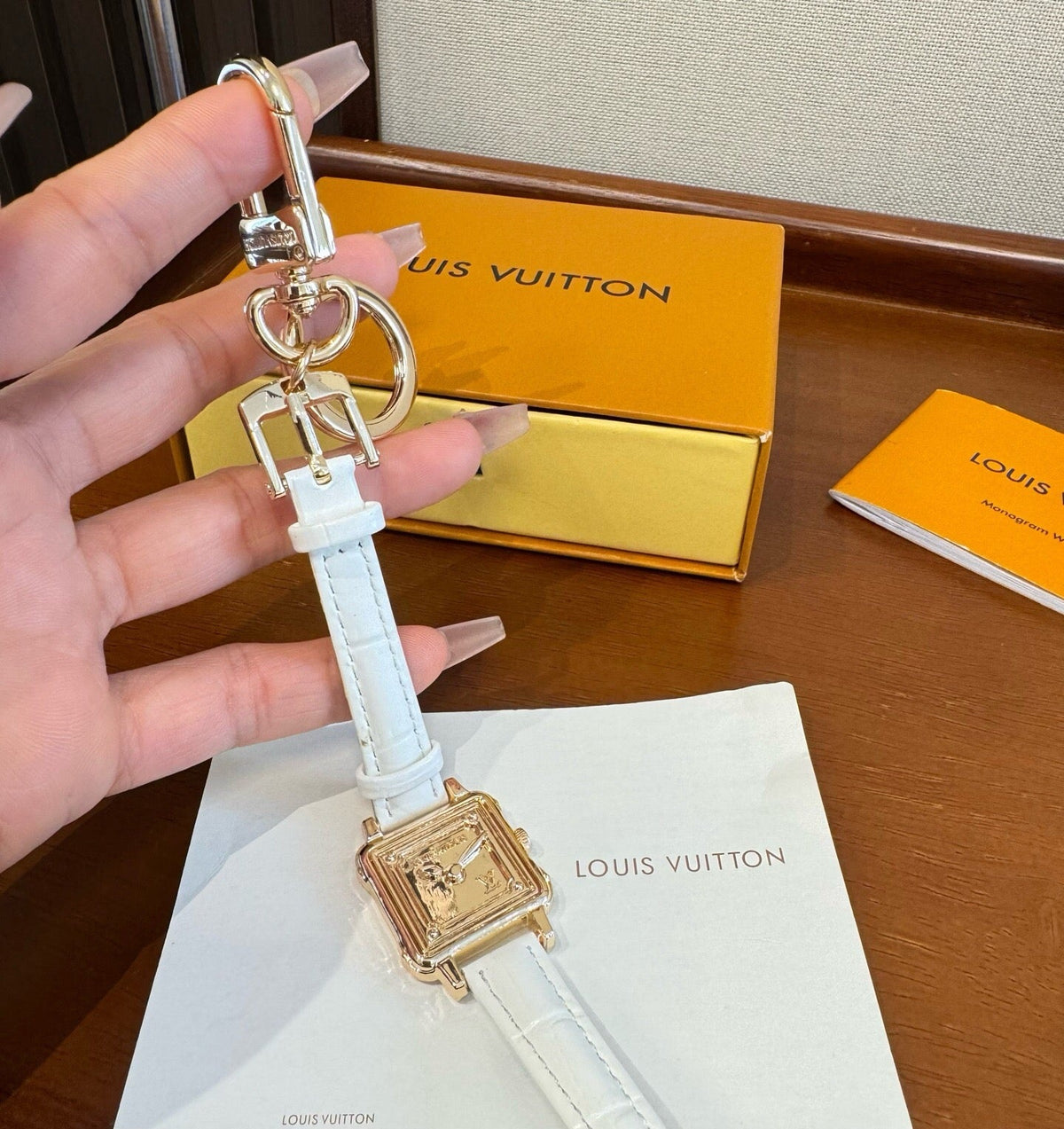 LOUIS VUITTON Leather Bag Charm Keychain
