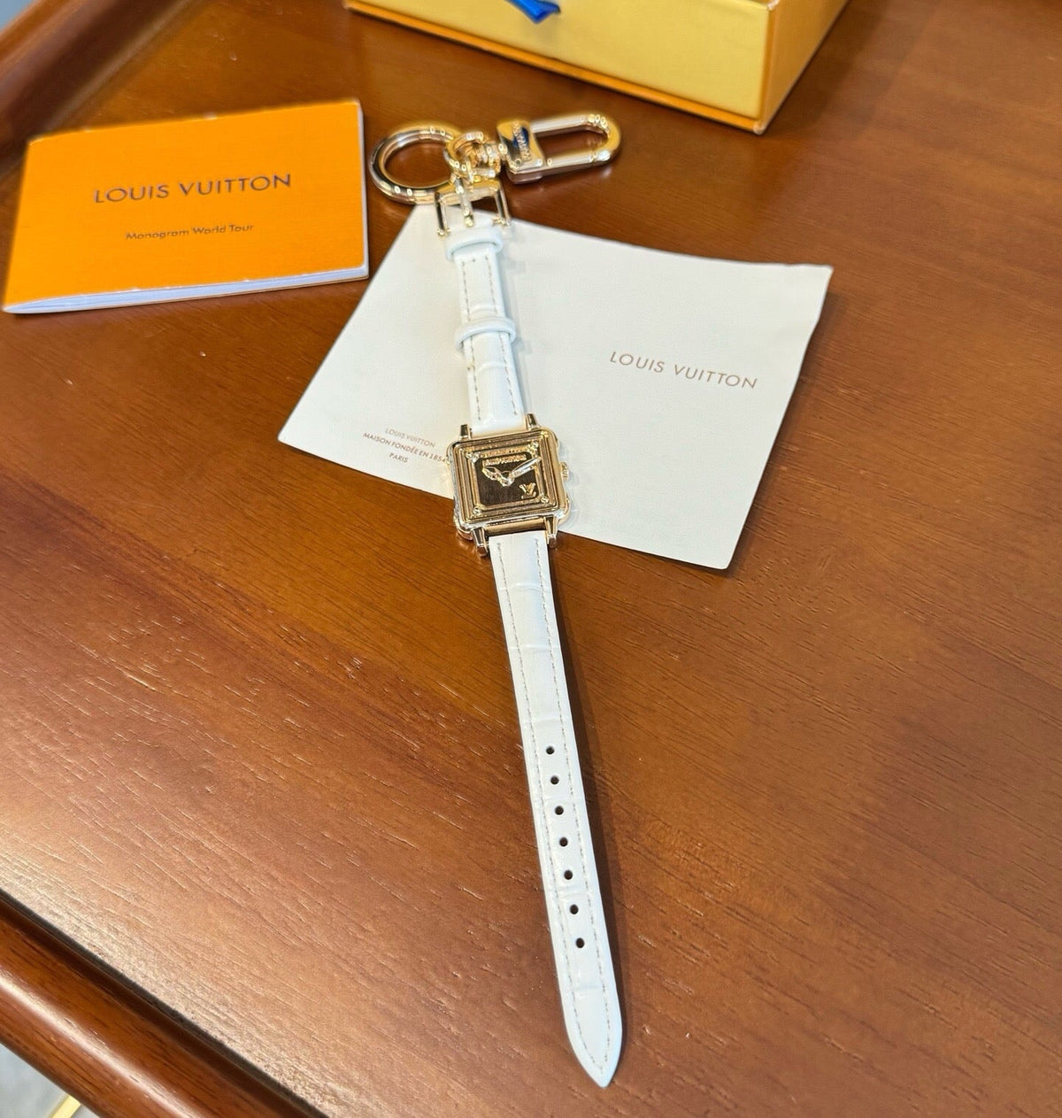 LOUIS VUITTON Leather Bag Charm Keychain