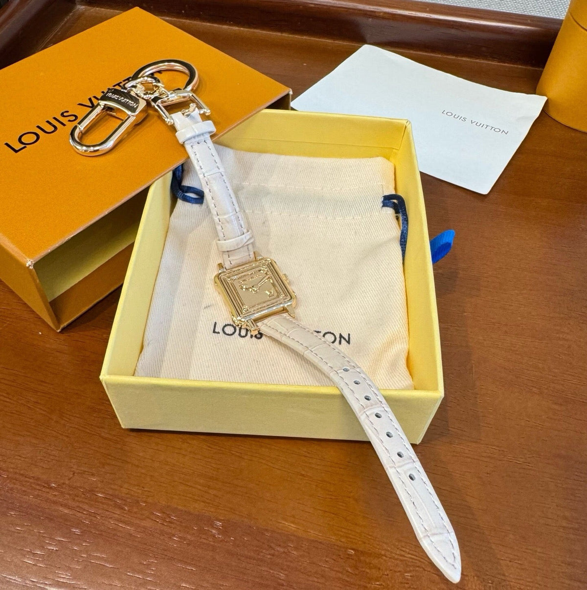 LOUIS VUITTON Leather Bag Charm Keychain
