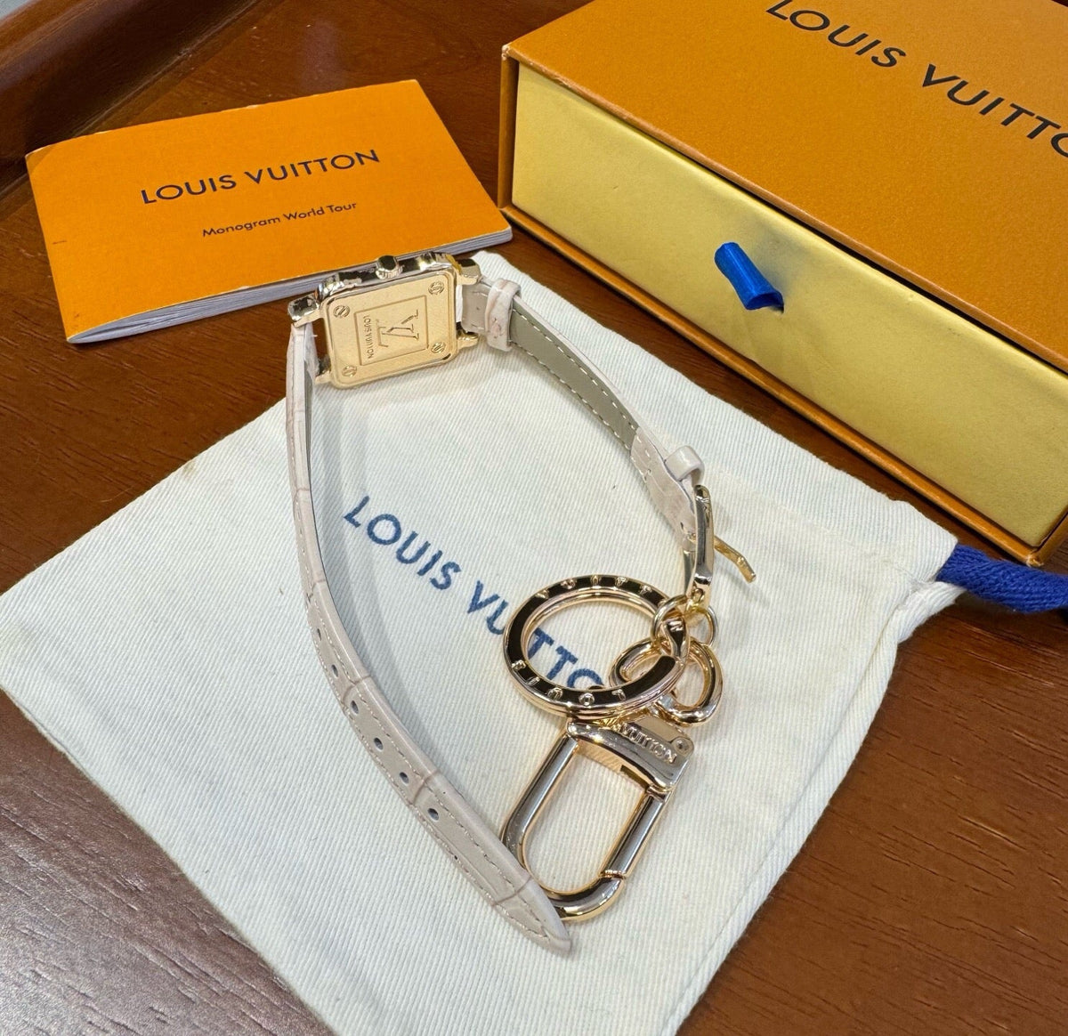 LOUIS VUITTON Leather Bag Charm Keychain