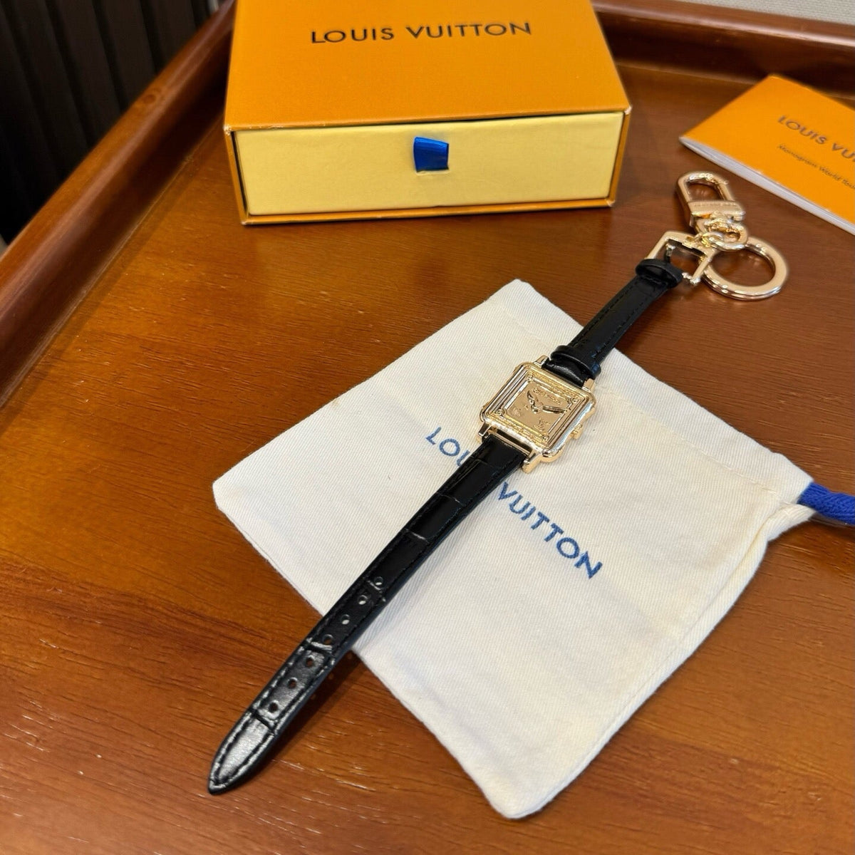 LOUIS VUITTON Leather Bag Charm Keychain