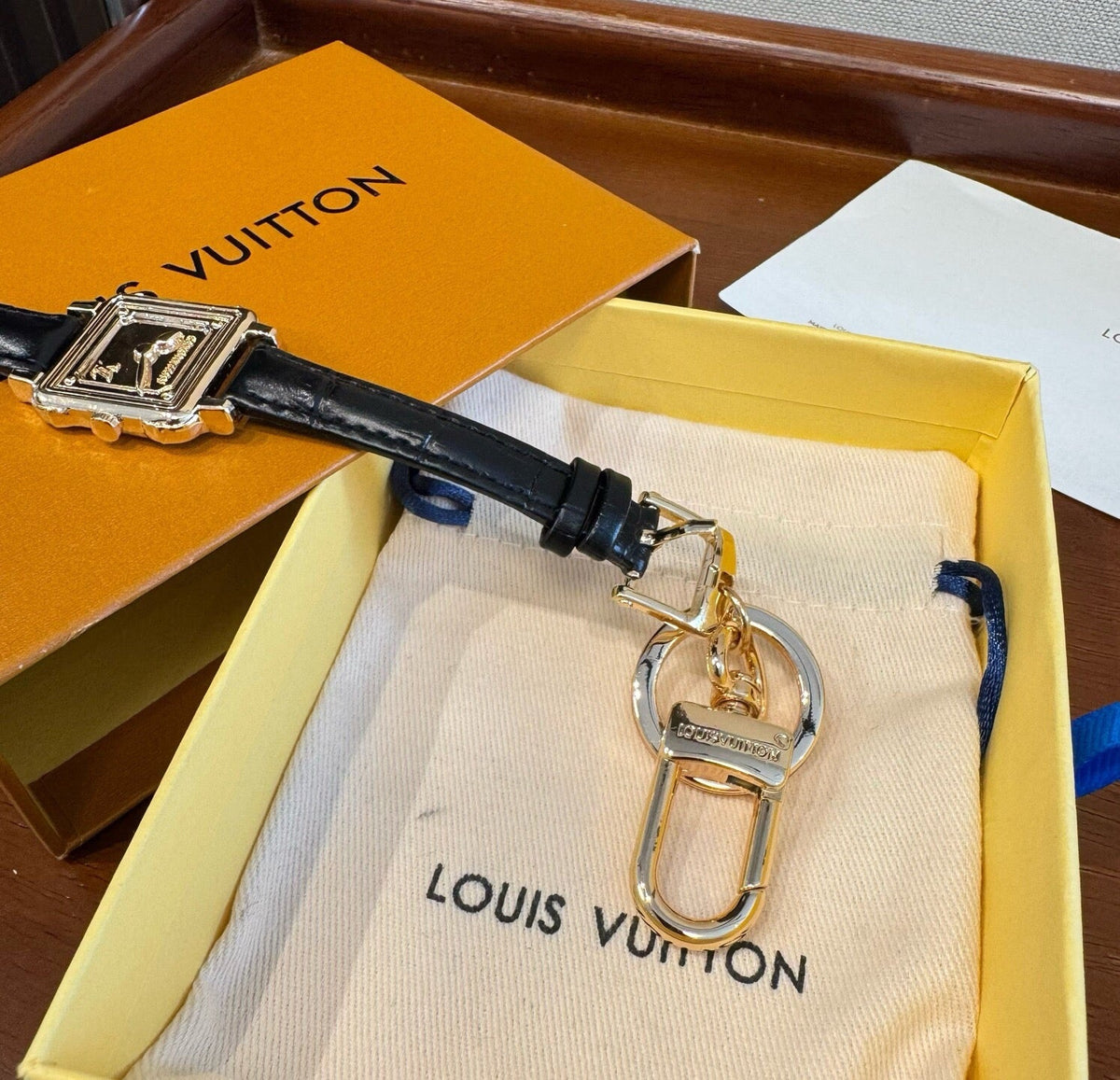 LOUIS VUITTON Leather Bag Charm Keychain
