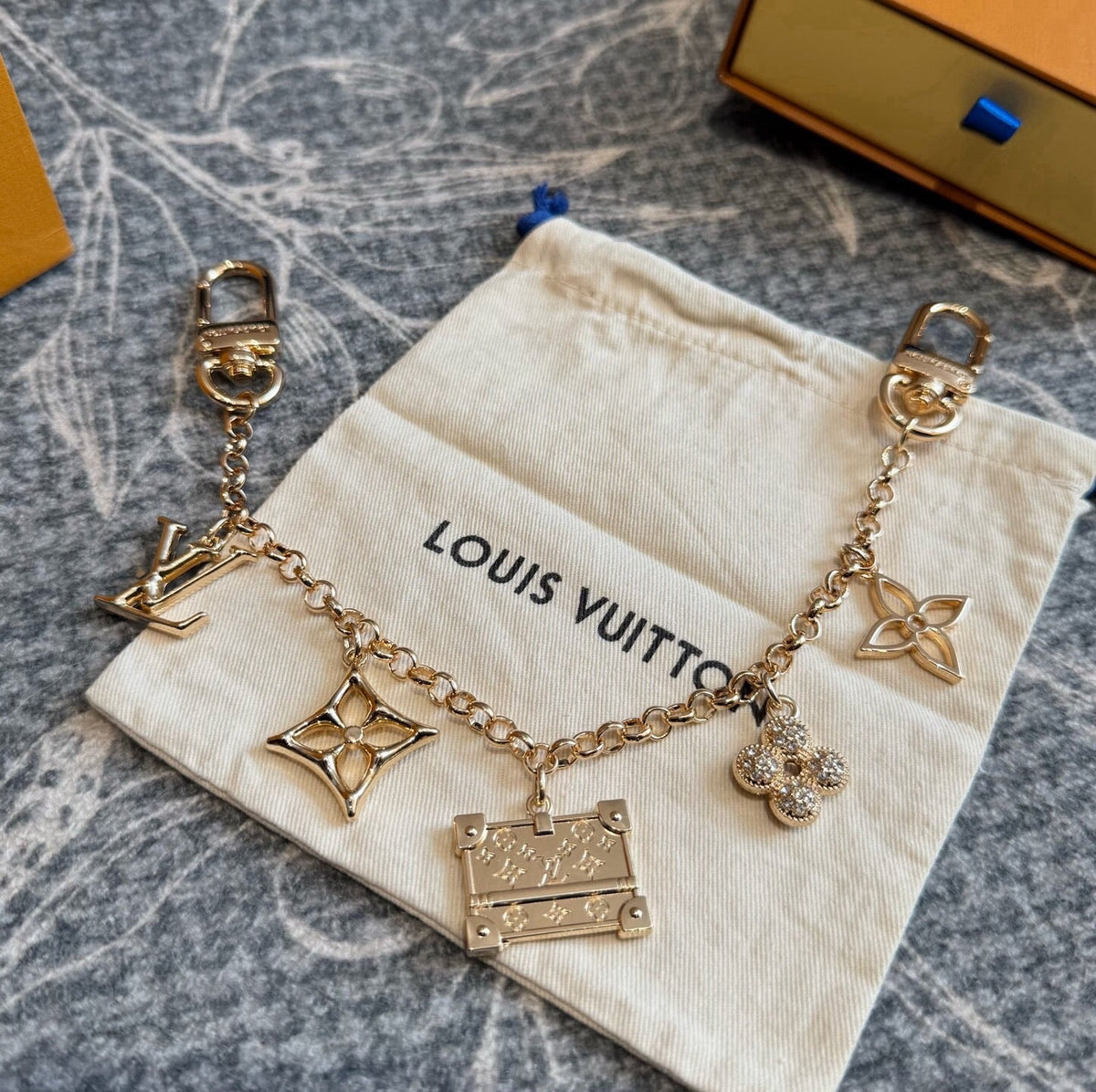 LOUIS VUITTON Canvas Cherry Blossom Bag Charm Keychain
