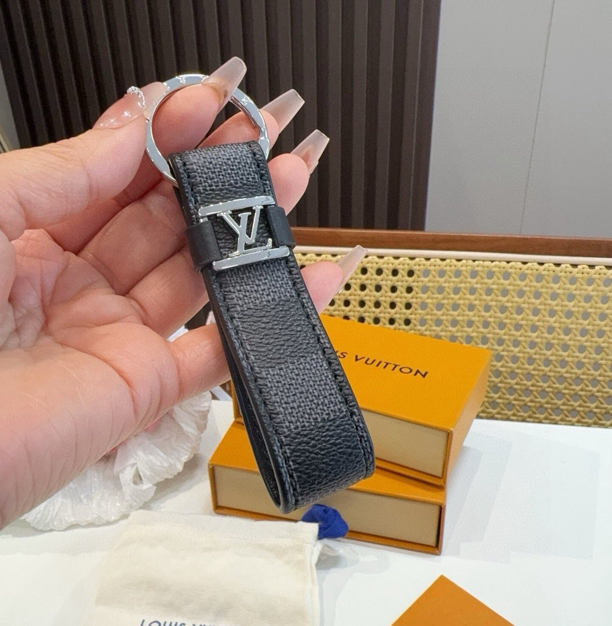 LOUIS VUITTON Logo Bag Charm Keychain