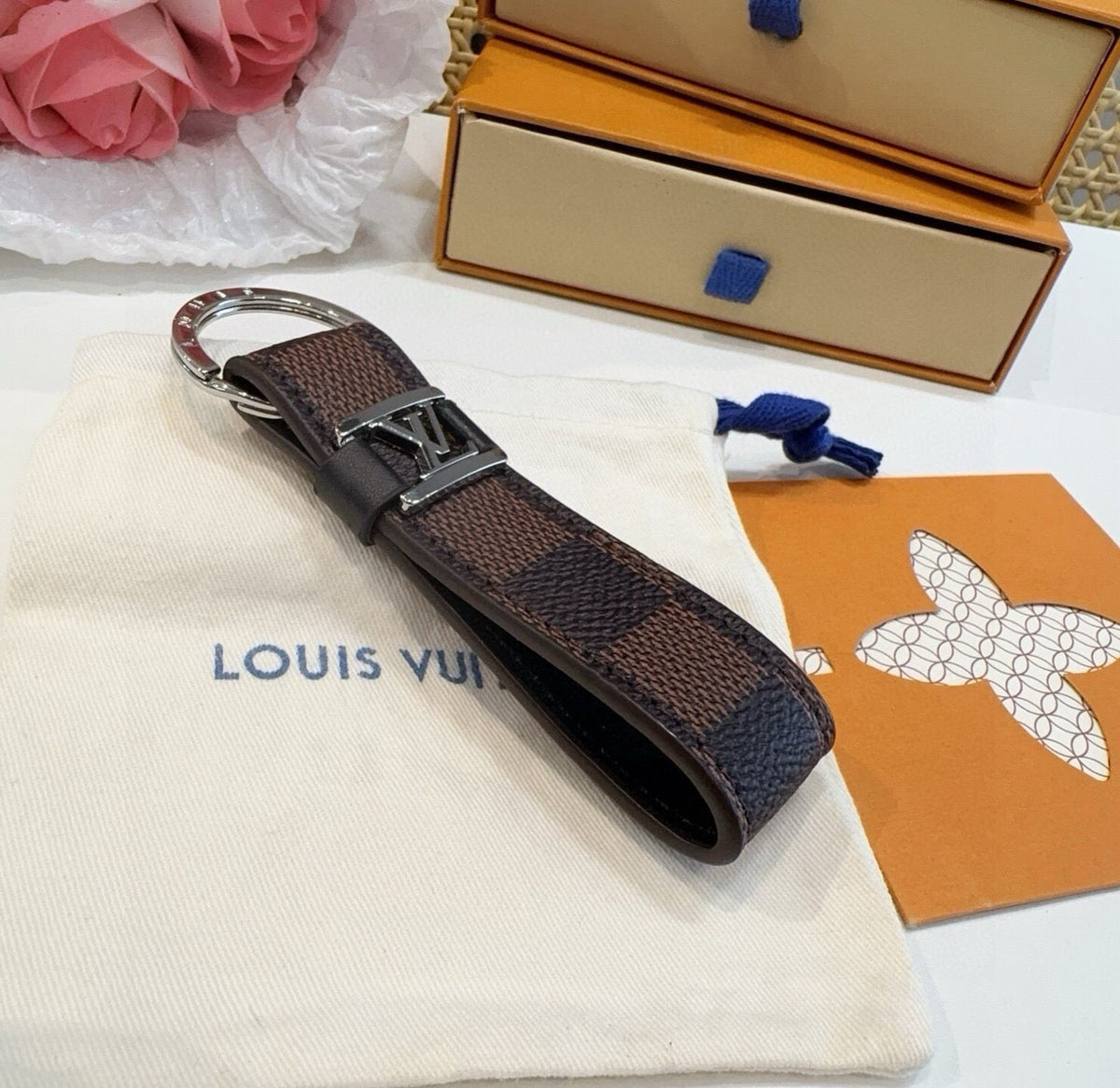 LOUIS VUITTON Logo Bag Charm Keychain